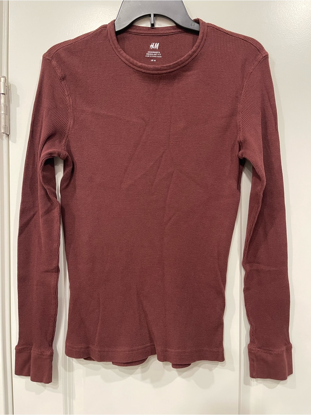 H&M Regular Fit Waffle Knit Thermal Long Sleeve Shirt Men's Medium Very Good